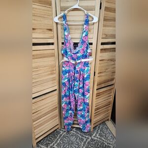 Vintage 80s Erikas Place Juniors Medium Jumper Pants Knit Floral Pleated Capri